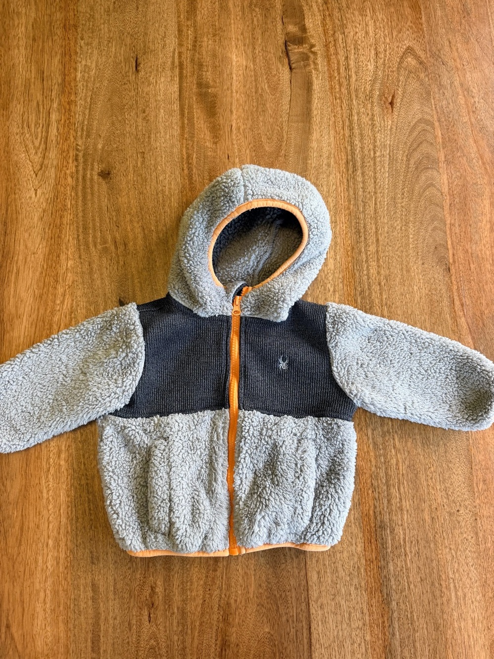 Spyder Light Gray Sherpa Hoodie with Orange Trim - Kids